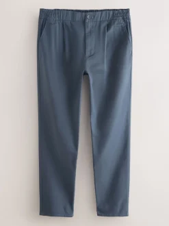 Next Bleu - Slim Fit (Slim Fit) - Pantalons Chinos extensibles plissés avec taille élastique Online