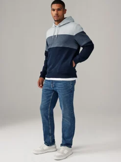 Next Bleu - Sweat à capuche à enfiler - Sweat-shirt color block Outlet