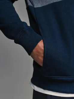 Next Bleu - Sweat à capuche à enfiler - Sweat-shirt color block Outlet