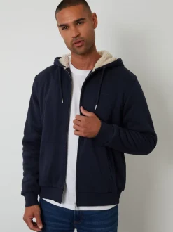 Threadbare Bleu - Sweat à capuche zippé doublé de peau de mouton Best