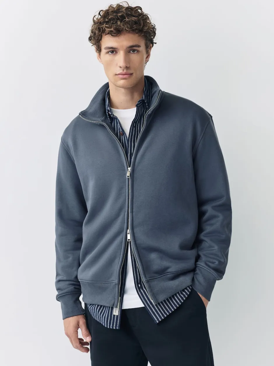 Next Bleu - Sweat à col cheminée zippé en jersey riche en coton Clearance