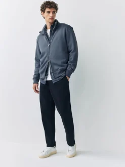 Next Bleu - Sweat à col cheminée zippé en jersey riche en coton Clearance