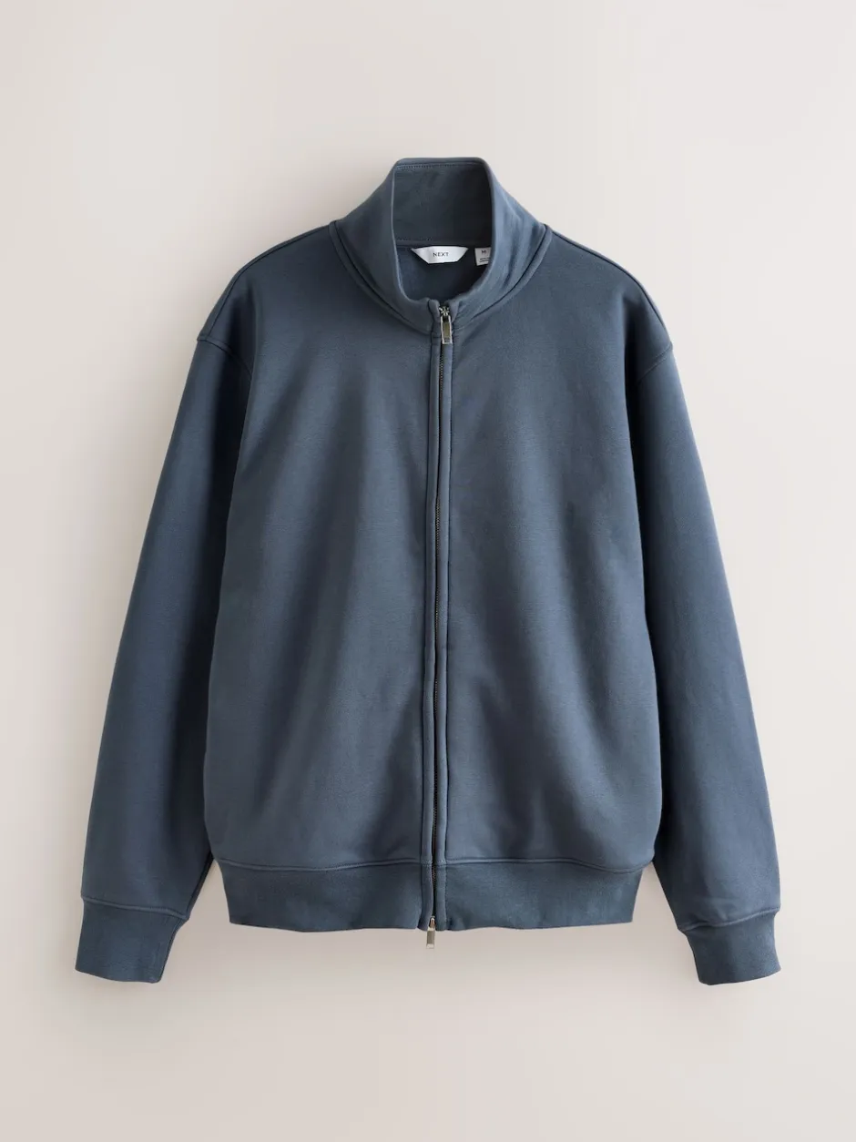 Next Bleu - Sweat à col cheminée zippé en jersey riche en coton Clearance