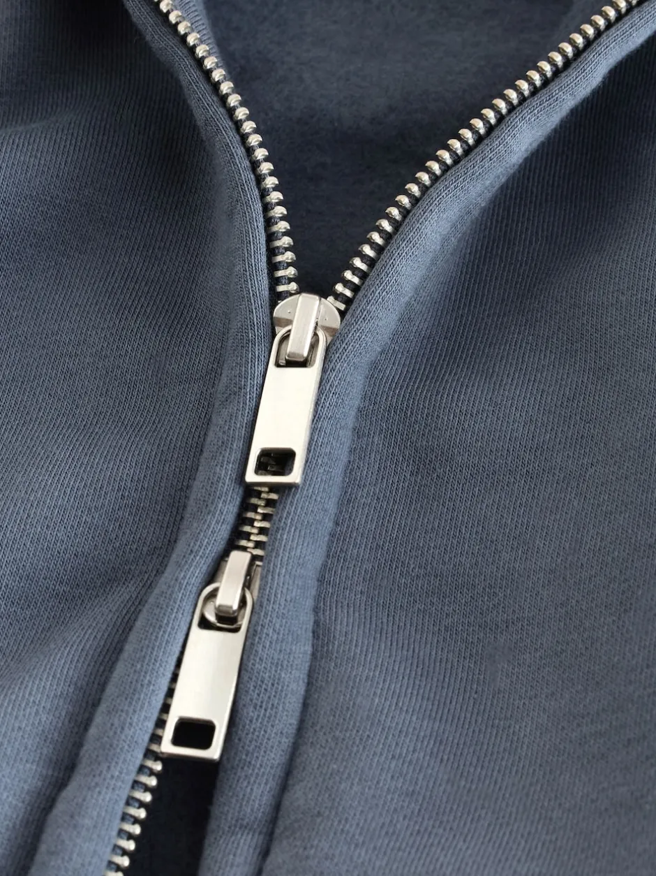 Next Bleu - Sweat à col cheminée zippé en jersey riche en coton Clearance