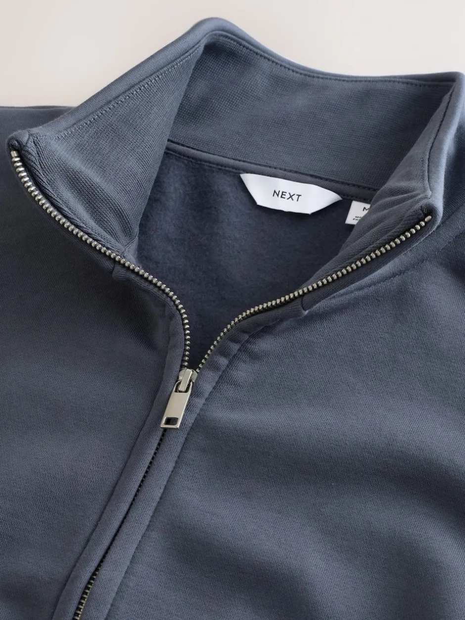 Next Bleu - Sweat à col cheminée zippé en jersey riche en coton Clearance