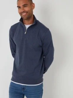 Threadbare Bleu - Sweat Mock T-shirt Quarter Zip New