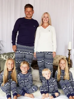 The Little Tailor Bleu - Kids Reindeer Noël Motif Fair Isle 100% Coton Tout-en-un