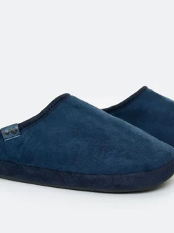 Threadbare Bleu - Faux suède Chaussons mule doublés de fausse fourrure Hot