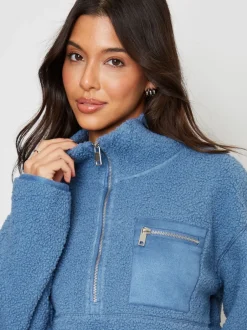 Threadbare - Half Zip Borg Fleece Bleu Best