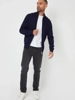 Threadbare - zippé en maille col cheminée Cardigan Bleu New