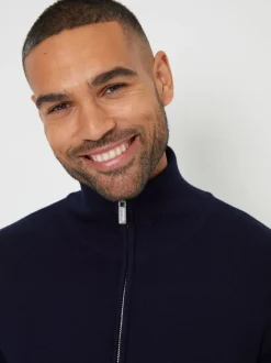 Threadbare - zippé en maille col cheminée Cardigan Bleu New