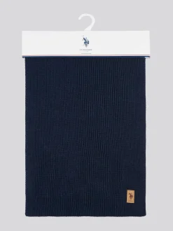 U.S. Polo Assn Bleu - . Mens Winter Rib Knit Noir Écharpe Outlet