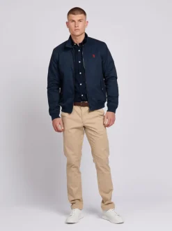 U.S. Polo Assn Bleu - . Veste Harrington en sergé de coton 100% pour hommes Clearance