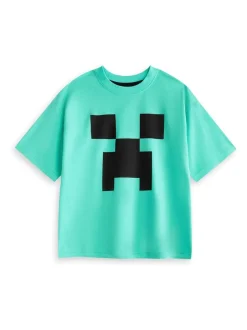 Vanilla Underground Bleu - Pyjamas garçon 100% coton Minecraft à manches courtes Ensemble de 2