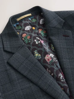 Next Bleu - Veste de costume à carreaux garnie Discount