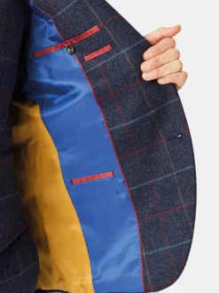 Brook Taverner Bleu - Veste de costume en laine à carreaux Hot