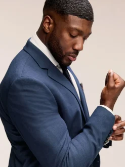 Next Bleu - Veste de costume extensible Ajusté aux Muscles Motionflex New