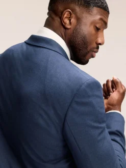 Next Bleu - Veste de costume extensible Ajusté aux Muscles Motionflex New