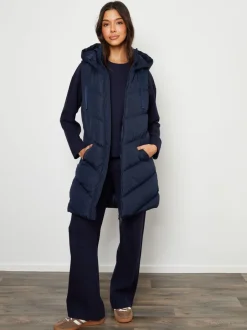 Threadbare Bleu - Veste matelassée sans manches coupe longue Outlet