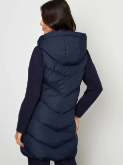 Threadbare Bleu - Veste matelassée sans manches coupe longue Outlet