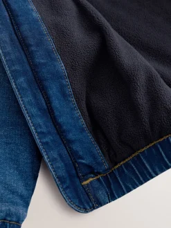 Next Bleu - Veste-chemise en jean à capuche zippée doublée Borg (3mois -7ans) Sale