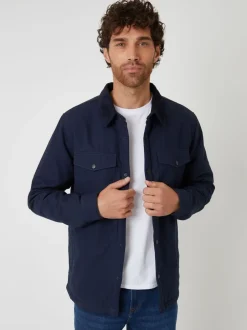 Threadbare Bleu - Veste-chemise doublée de peau de mouton