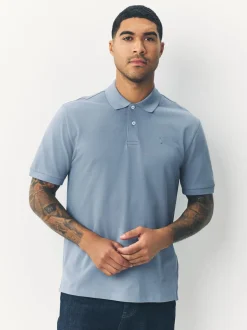 Next - Ajustement régulier - Polo Manches courtes Pique Bleu acier