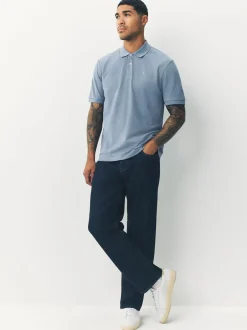 Next - Ajustement régulier - Polo Manches courtes Pique Bleu acier