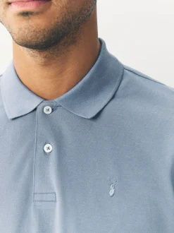 Next - Ajustement régulier - Polo Manches courtes Pique Bleu acier