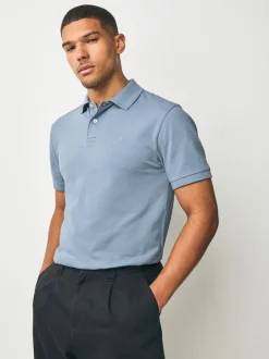 Next - Slim Fit (Slim Fit) - Polo Manches courtes Pique Bleu acier Hot