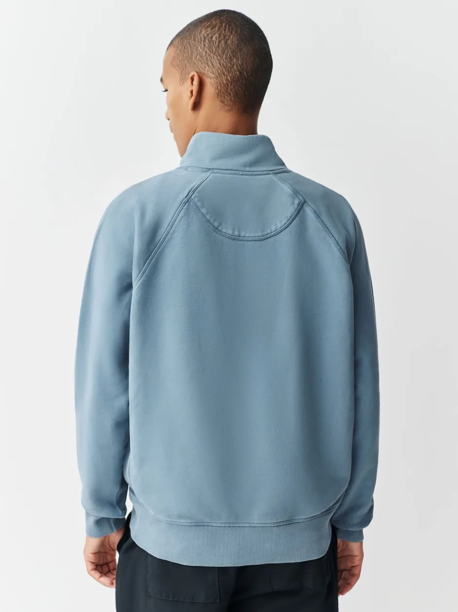 Next Bleu avio - Sweat-shirt épais délavé à col zippé Clearance