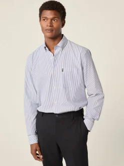 Next Bleu Bengal - Chemise Oxford boutonnée repassage facile New