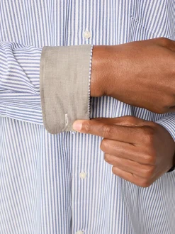 Next Bleu Bengal - Chemise Oxford boutonnée repassage facile New