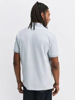 Next Bleu canard/marine/gris - Lot de 3 polos à liserés en piqué à manches courtes Online