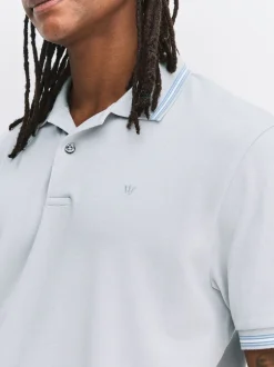 Next Bleu canard/marine/gris - Lot de 3 polos à liserés en piqué à manches courtes Online