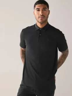 Next - Polo en jersey Manches courtes 3 Pack Bleu canard/Noir/Rouge rouille New