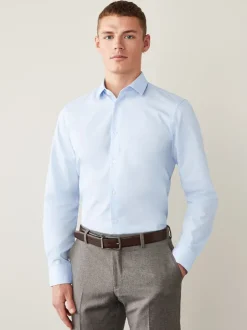 Next - Ajustement régulier - Chemises intelligentes faciles d’entretien à poignets simples Bleu clair Discount