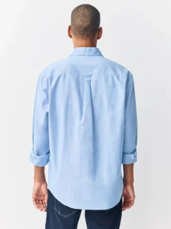 Next - Ajustement régulier - Chemise Oxford à manches longues Bleu clair Hot