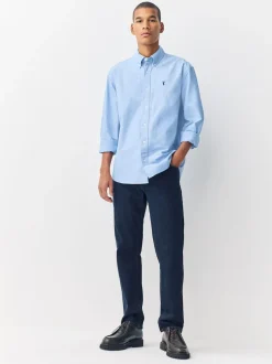 Next - Ajustement régulier - Chemise Oxford à manches longues Bleu clair Hot