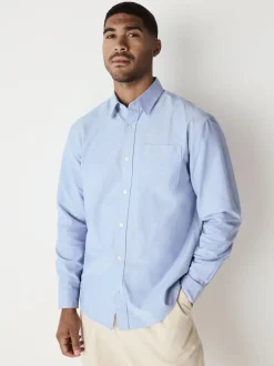 Next - Ajustement régulier - Chemise Oxford à manches longues Bleu clair New