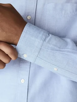 Next - Ajustement régulier - Chemise Oxford à manches longues Bleu clair New