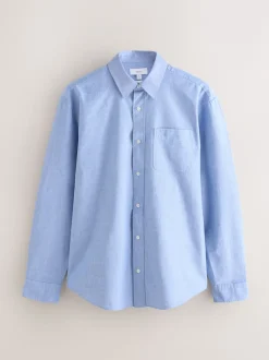 Next - Ajustement régulier - Chemise Oxford à manches longues Bleu clair New