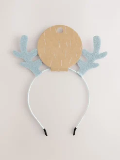 Next Bleu clair - Bandeau pailleté à motif renne de Noël avec Antler Clearance