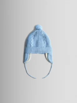 Jojo Maman Bébé - Chapeau côtelé à pom-pom-pom Bleu clair Outlet