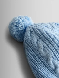 Jojo Maman Bébé - Chapeau côtelé à pom-pom-pom Bleu clair Outlet