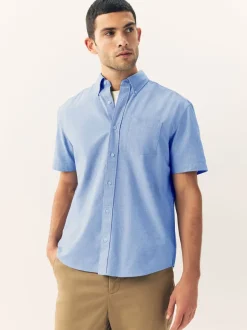Next - Chemise Oxford à manches courtes Bleu clair Sale