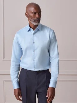 Next Bleu clair - Chemise Signature en coton satiné Best