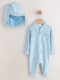 Next Bleu clair - Ensemble maillot de bain et chapeau anti-soleil rayé (3mois-7ans) Best