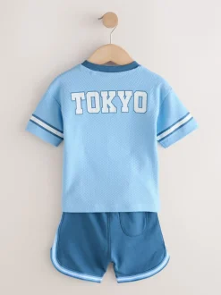 Next Bleu clair - Ensemble short universitaire à manches courtes (3mois à7ans) Clearance