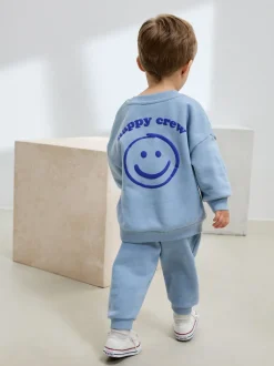Next Bleu clair - Ensemble sweat et Joggings imprimé à Col rond (3mois-7ans) New